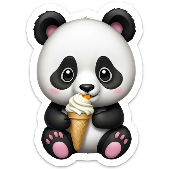 Panda eating ice cream sticker