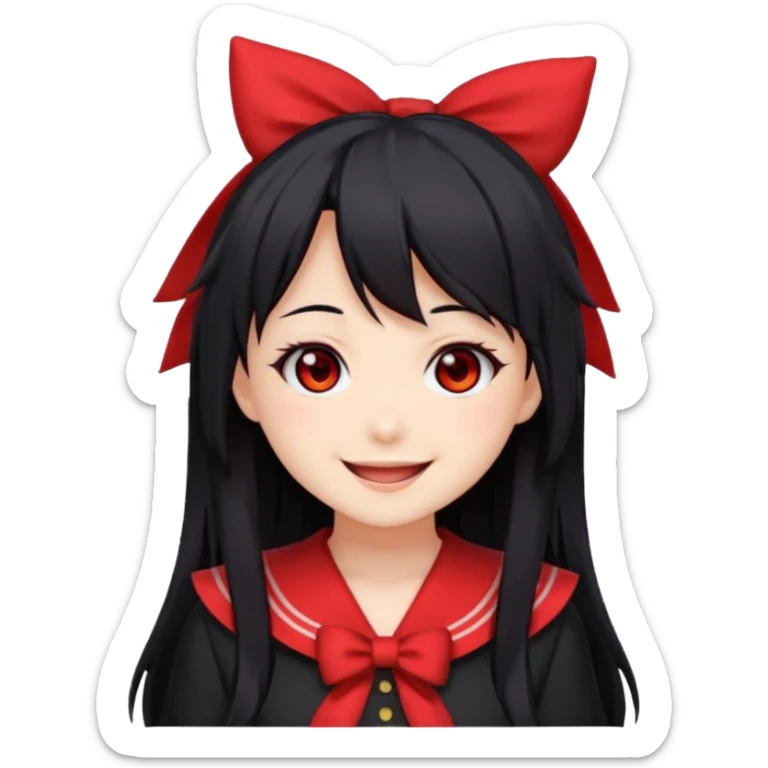 "Cute stylized emoji of Kurumi Tokisaki from Date A Live, smiling happily.  sticker
