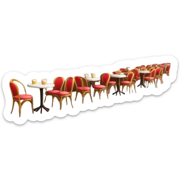 Cinematic Realistic Caf√© Culture Pop Culture Emoji, showcasing a vibrant French caf√© scene rendered with rich textures and warm, inviting lighting. sticker