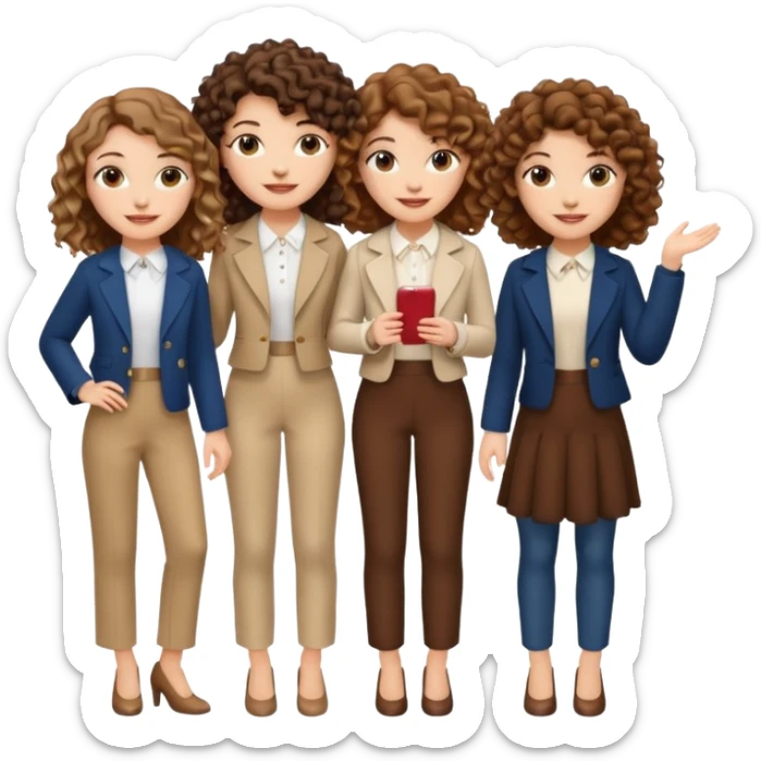 3 white girls, all of off this with brown hair but one whit straight one whit curly and one whit very curly(aesthetic)and chic clothes sticker