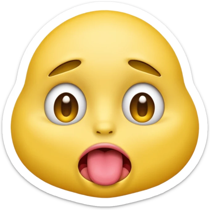 Emoji of a yellow face with tongue out and eyes rolled back. sticker