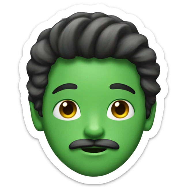 boy green skin with moustache and long hair sticker