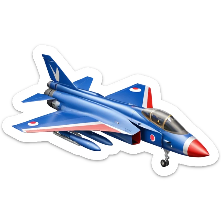 the french mirage fighter jet, and in the background the french flag sticker