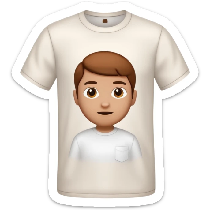 A 3D cartoon white shirt with a brown soil stain in the center, smooth fabric texture, bright lighting, realistic Memoji-style look. sticker