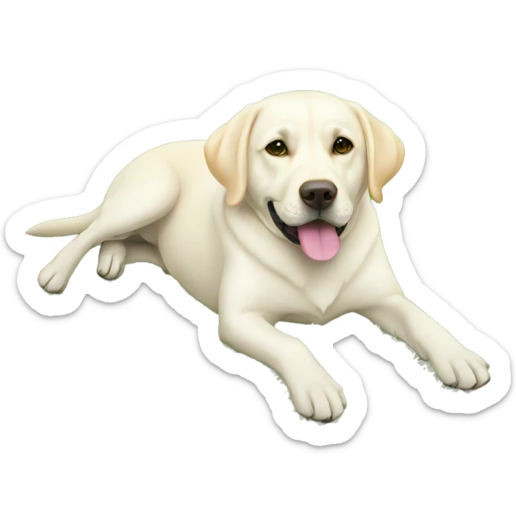 white labrador is laying on grass sticker
