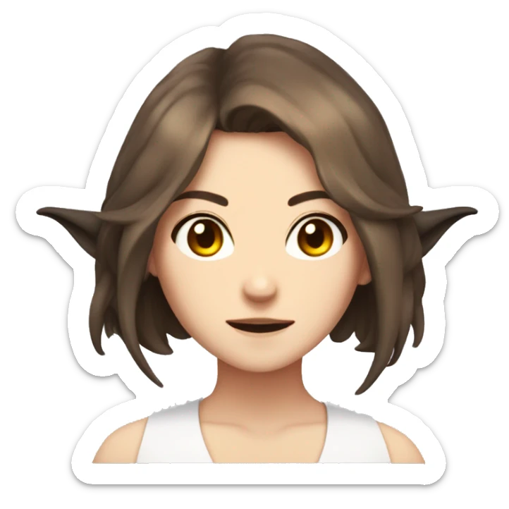 Woman, brown hair, light skin, brown eyes, demon horns, smug, anime style  sticker
