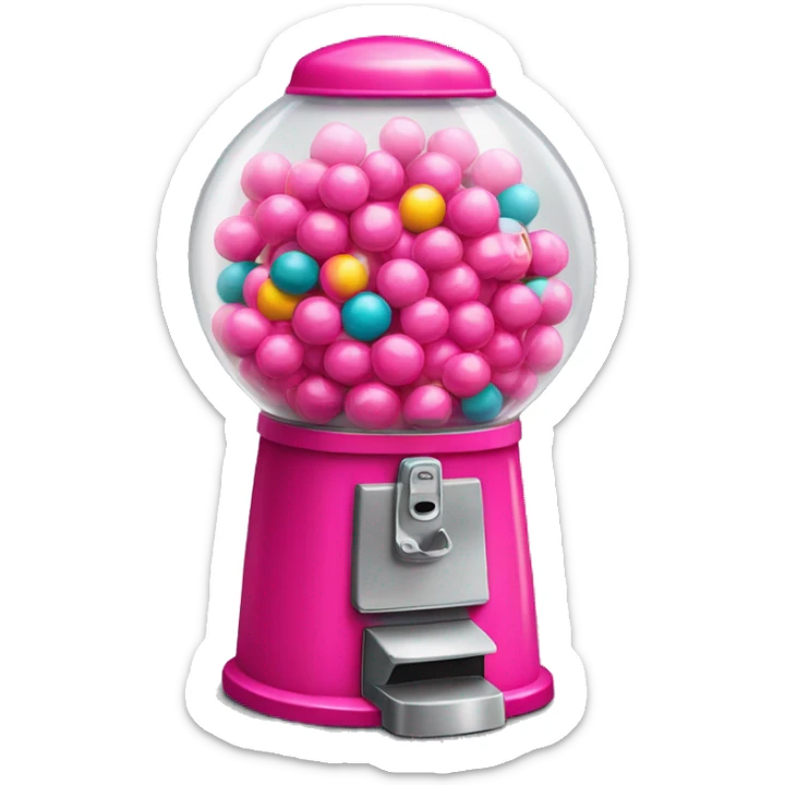 Realistic hot pink gumball machine with colorful gumball inside of it. sticker