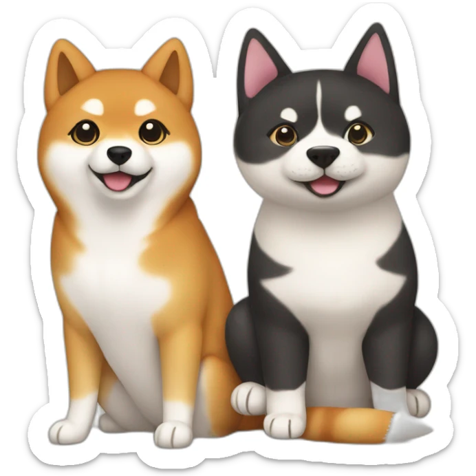 shiba inu and cat are best friends sushi sticker