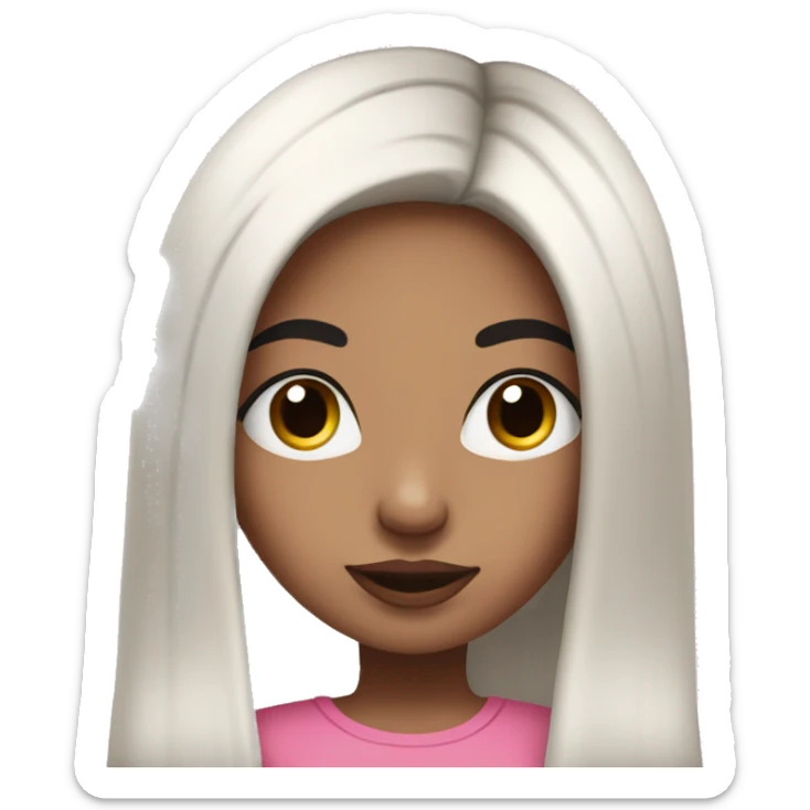 cute girly girl with long straight black hair wearing pink with two gold nose rings sticker