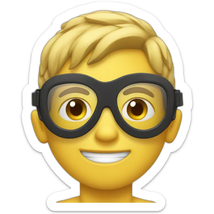 side view of an emoji boy ready to swim with swim goggles sticker