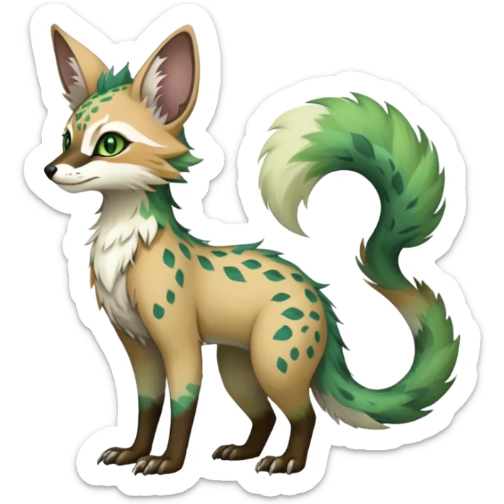 Feral Rare Fantasy colorful Vernid-Trico-species by LiLaiRa, random markings, tufted tail, tufted ears, full body sticker