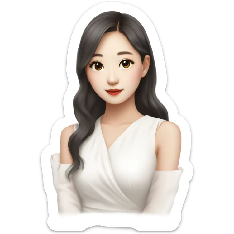 Jang Wonyoung asian kpop cute white girl wearing white dress sticker