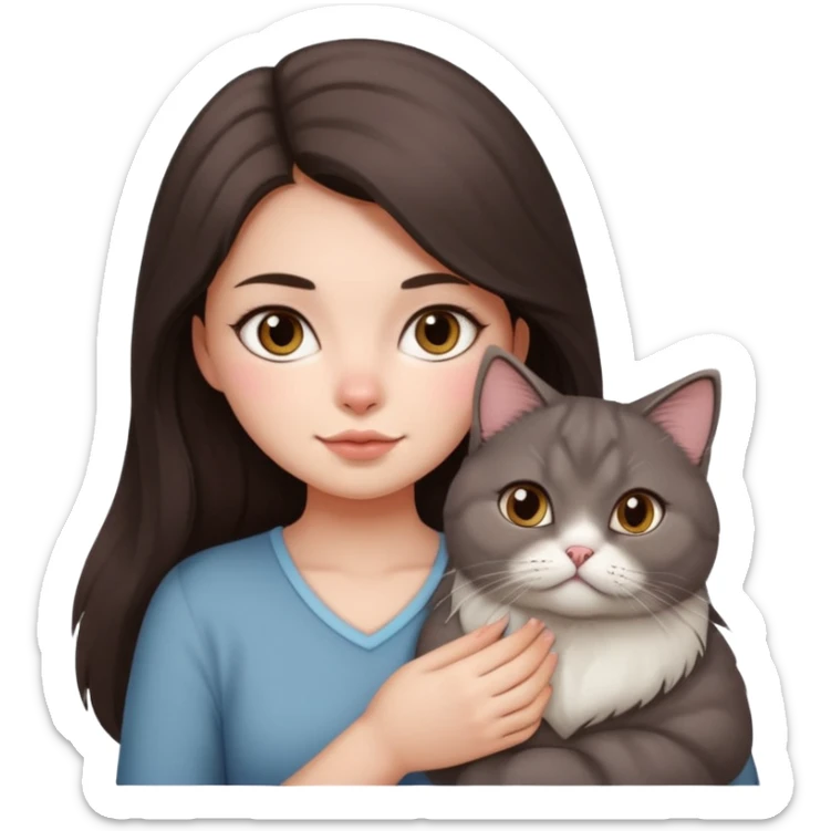 the girl with the long dark brown hair and  blush in her cheeck carry the fat persian PEAKNOSE grey sticker