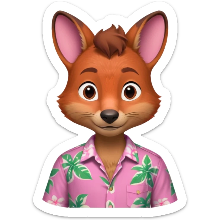 Nick Wilde with a pink Hawaii shirt from the Zootopia Disney movie sticker