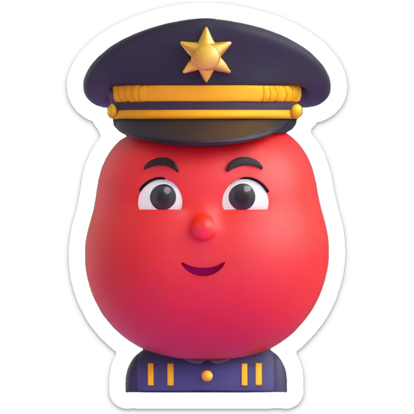Tomato wearing Napoleon Bonaparte's bicorne hat and military officer uniform sticker