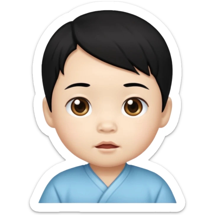 photorealistyc Chinese baby with black hair sticker
