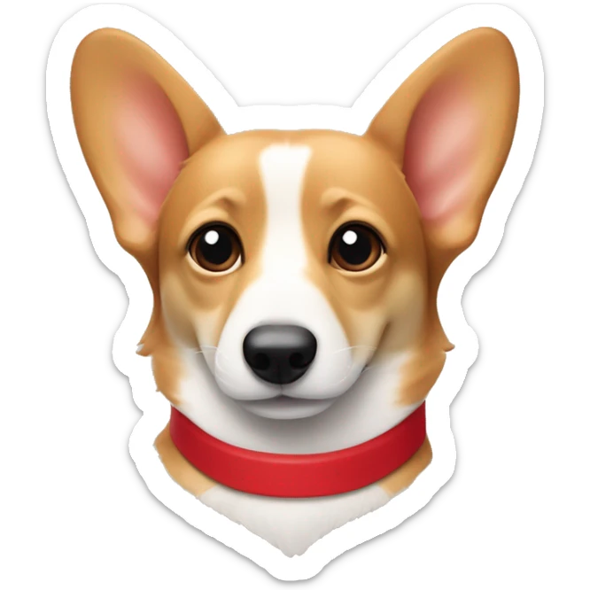 Wiener dog/corgi face tan and white, ears down, with red collar  sticker