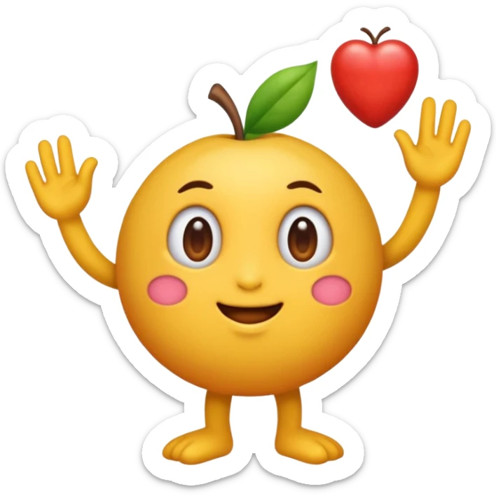 Emoji con una carita inocente, moviendo su cara y talves pegando sus manos entre su sticker