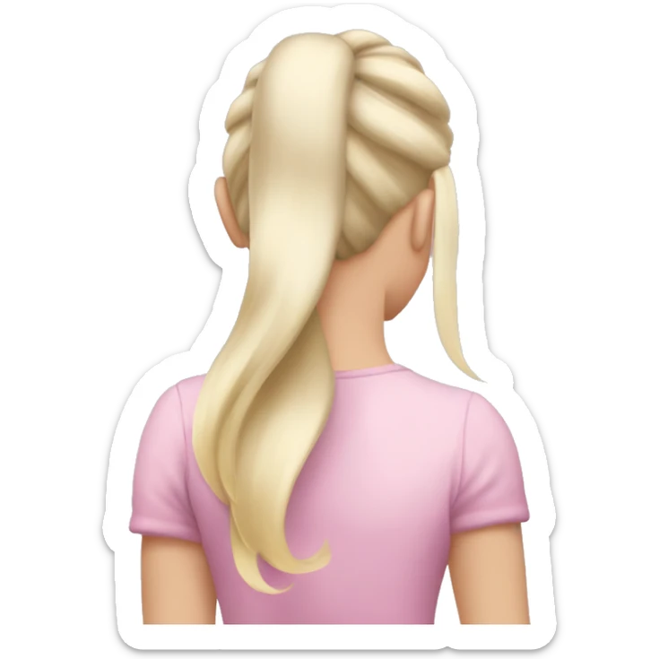 Light pink coquette white blonde beautiful girl with long hair and half of her back her in one pony tail sticker