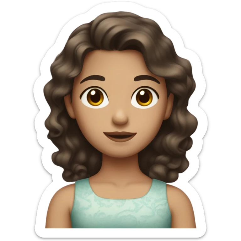 girl with wavy dark brown hair and brown eyes in a dress  sticker
