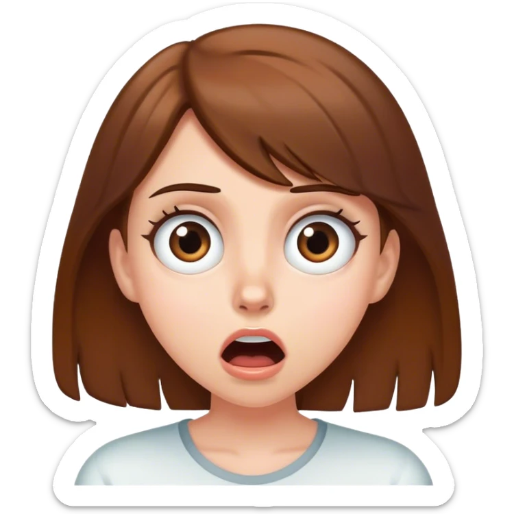 shocked girl with brown hair white girl sticker