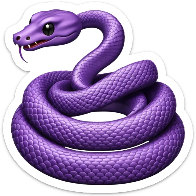 coiled purple snake with a threatening look, in the style of the spider emoji sticker
