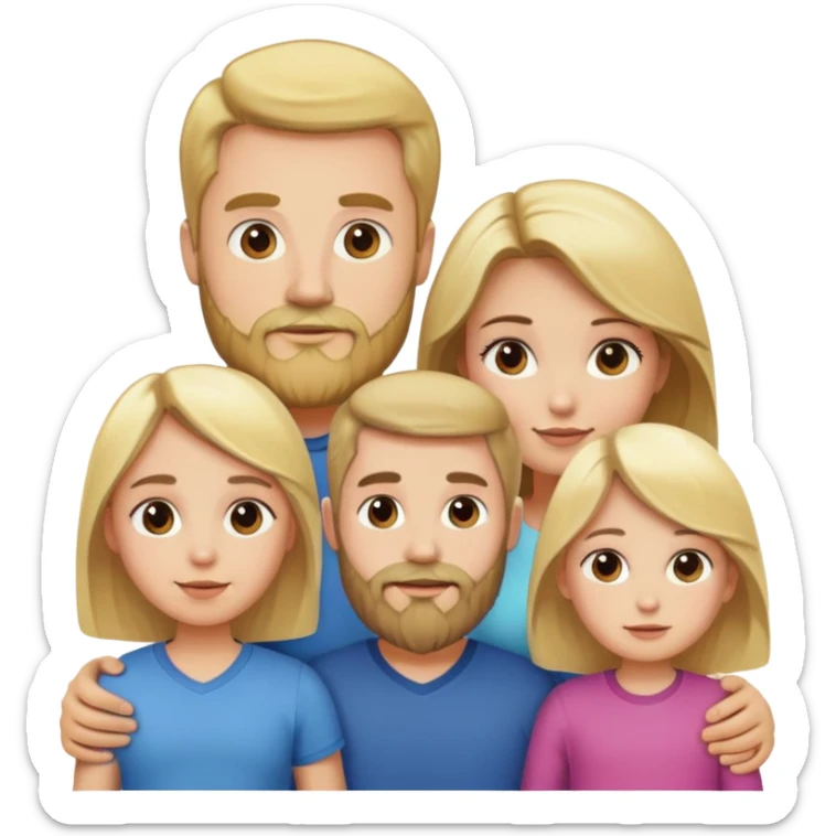 Family: blonde hair and beard man, brunette woman, blonde little girl  sticker