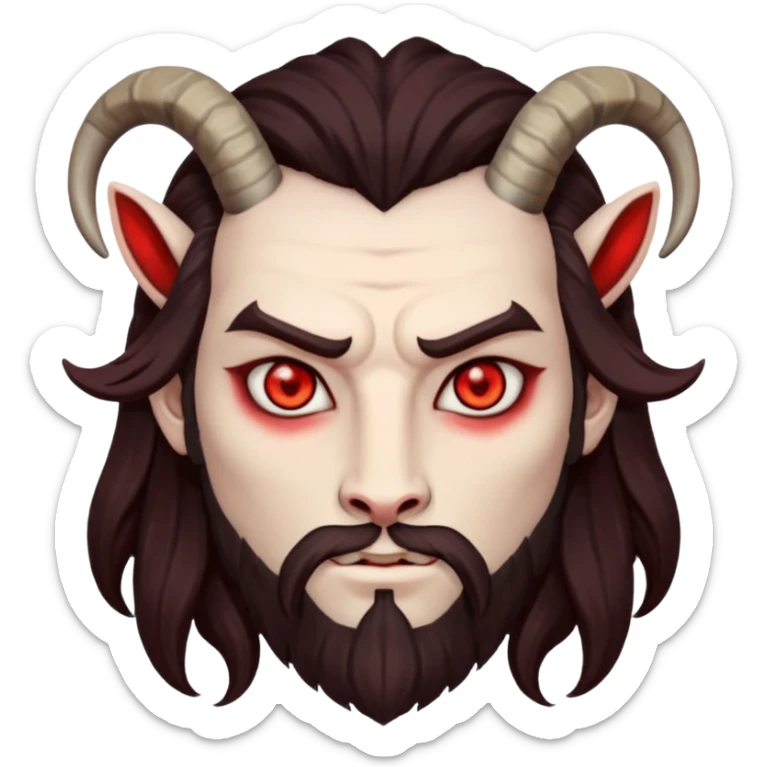 Evil, shadowie Male lord with Red glowing eyes and Long darkBrown Hair and goat beard sticker