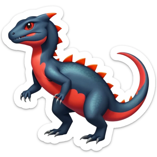 Colorful Dark Shiny Exotic Salandit-Charmeleon-Quilava-Fakémon-hybrid-creature (full body)  sticker