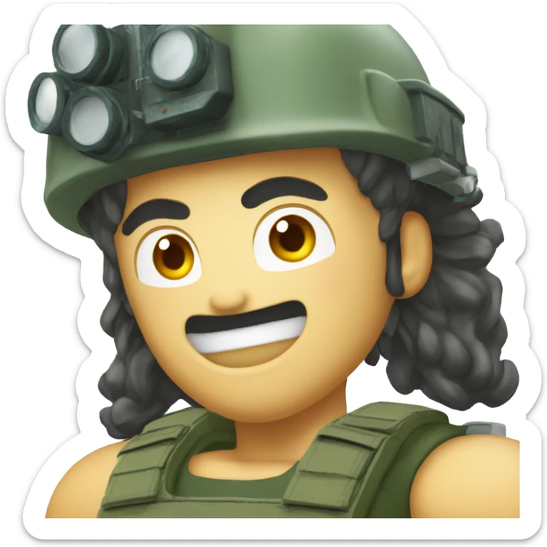 Gas muscler en militaire avec les cheveux bleus en super sayen  sticker