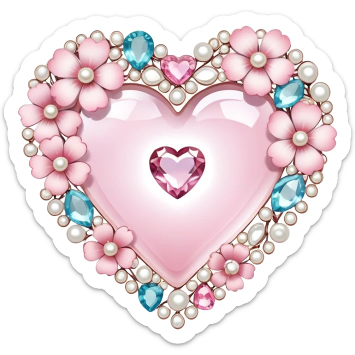 Sakura flower heart Cœur pastel suncatchers gemstones beadspearls crystals  sticker