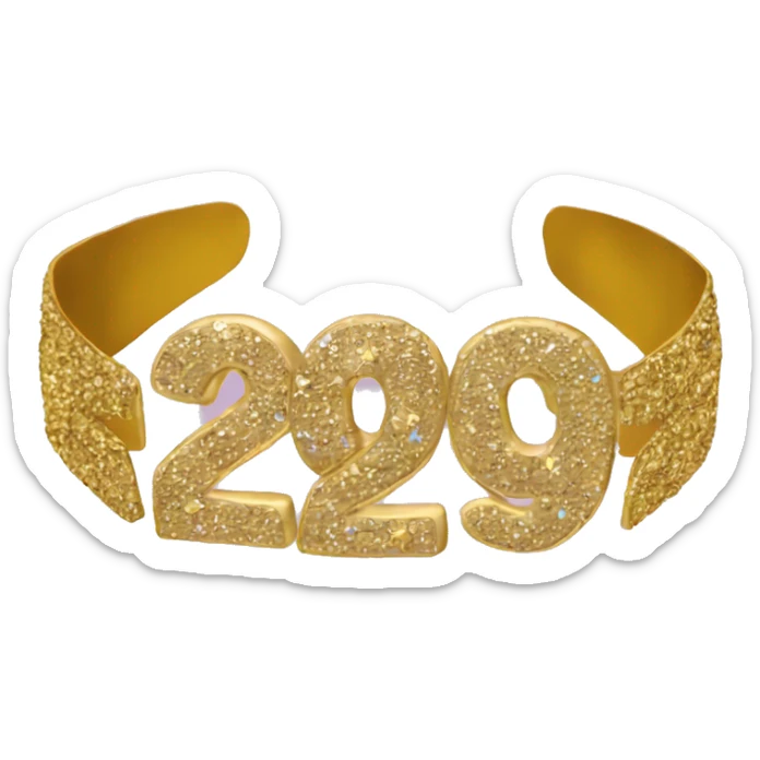 A gold headband with 2025 attached to the top of the headband no person sticker