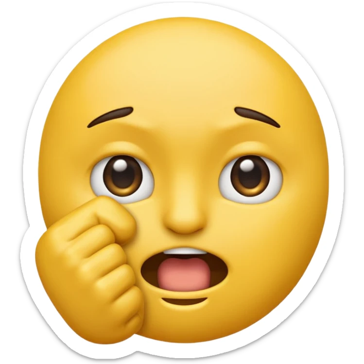 Emoji face with squinty eyes and fist in front of mouth sticker