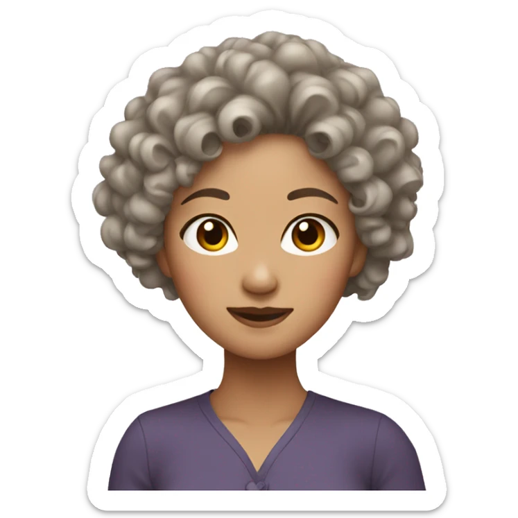 asian woman curly hair sticker