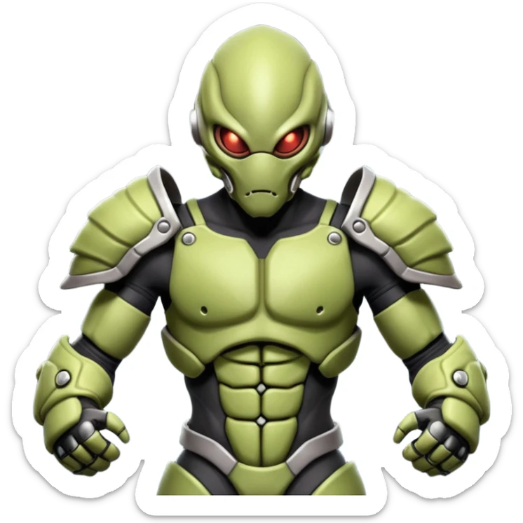 insectoid alien MMA fighter portrait, head and shoulders only, armored exoskeleton skin, sharp eyes, combat gloves, aggressive stance, 3D cartoon, mobile game icon style, clean background, no text, no watermark
 sticker