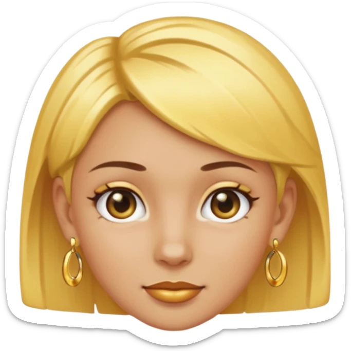 baddie style Yellow short-haired girl With shiny earrings, golden grill sticker