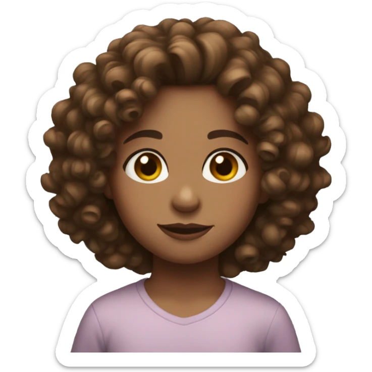 a girl with brown curly hair that is chest length and hazel eyes sticker