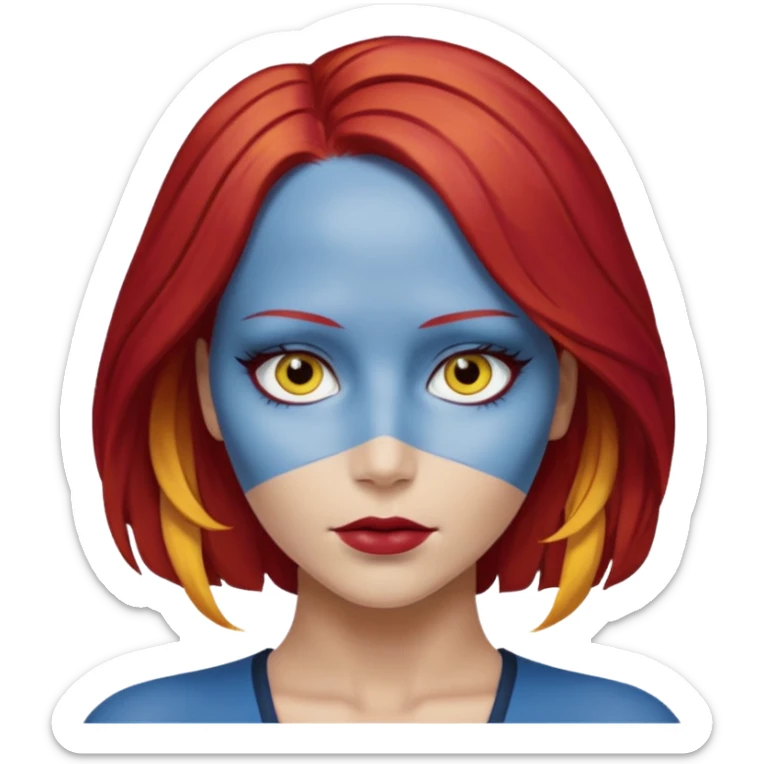 x-men mystique red hair yellow eye looks like jennifer lawrence sticker