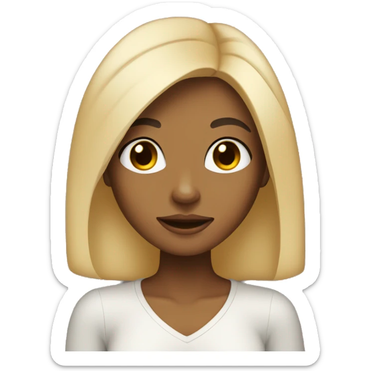 Tan girl with dark black hair and blonde highlights  sticker