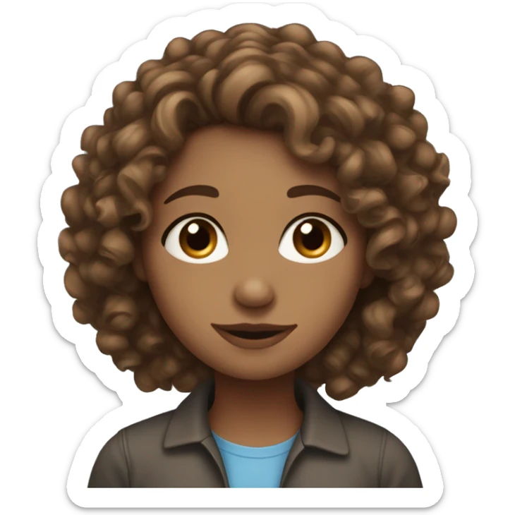 Curly girl with brown hair and blue eyes, who works in IT-company  sticker