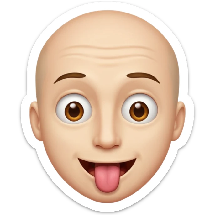 un homme de face qui tire la langue et a les yeux vers le ciel, expression exagérée sticker