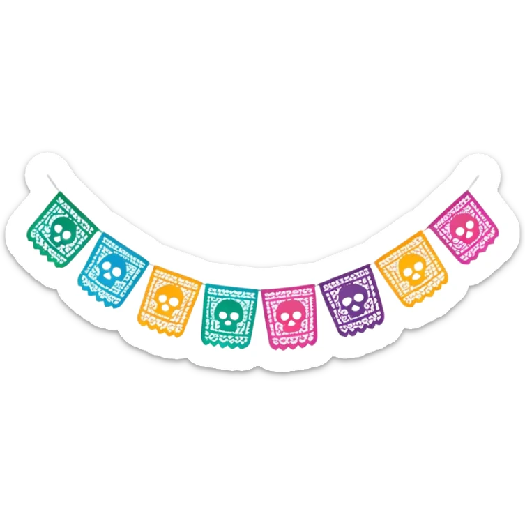 festive one garland of colorful mexican papel picado sticker