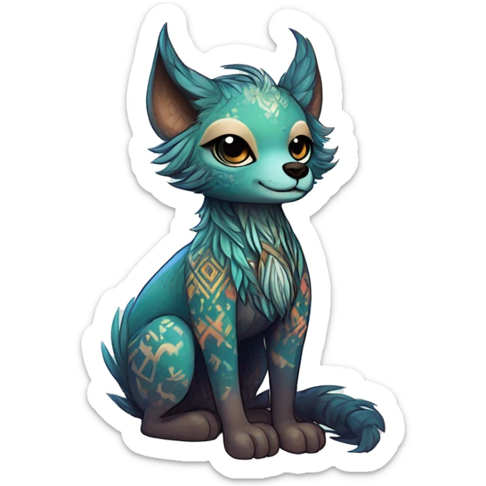 cute Kawaii edgy ethereal shy epic fantasy animal fursona Fionbri creature by griffsnuff & LiLaiRa & Falvie with exotic colors with intricate patterns full body sticker