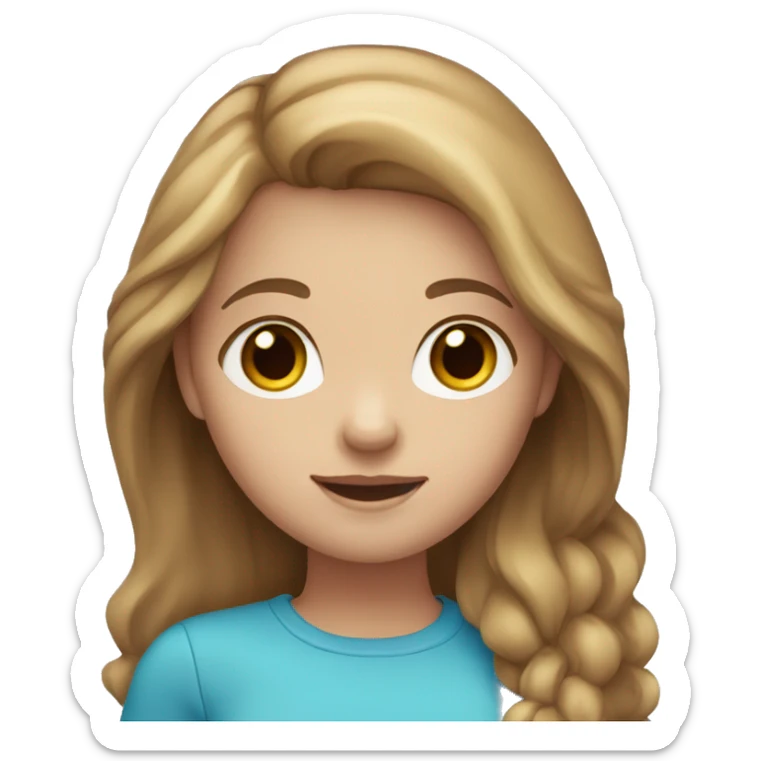 girl holding heart with light brown hair blue eyes fair skin sticker