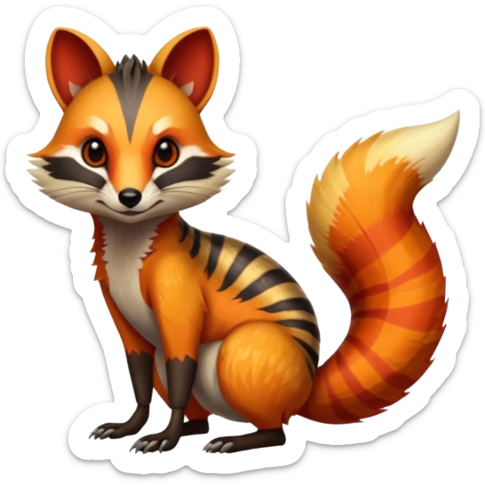 Fiery Wicked Cool Hot Edgy Badass Numbat-Fox-Civet-Vernid-fusion-hybrid-creature sticker