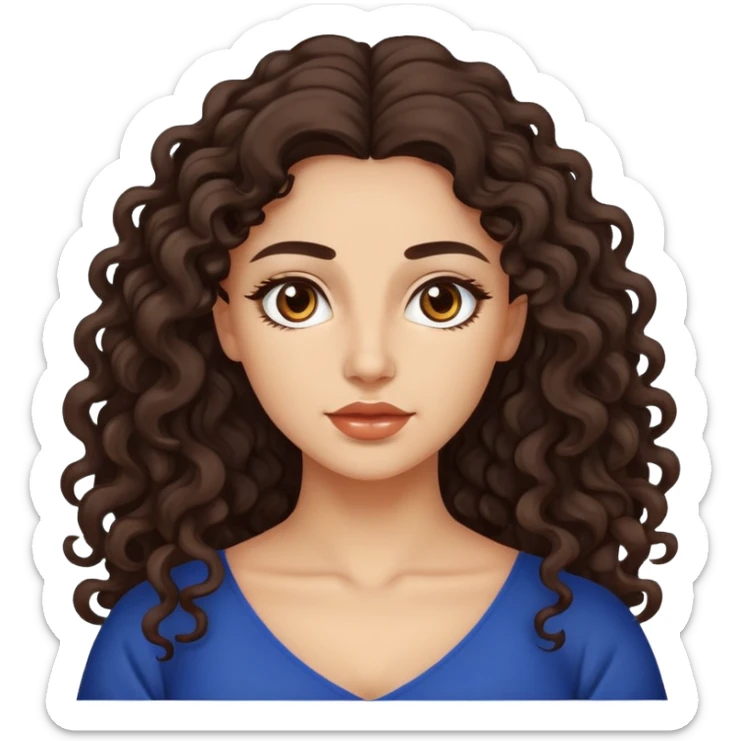 attractive Greek woman with long curly dark brown hair and light skin sticker