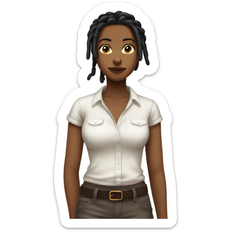 Tan girl with black locs dark white tied shirt  sticker