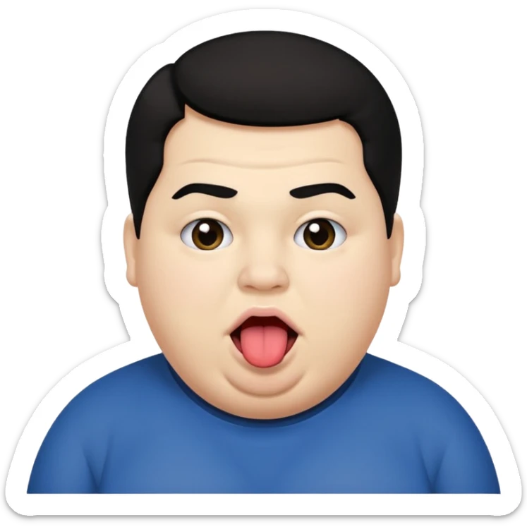 Fat teen from kosovo with flat hair with his tongue out sticker