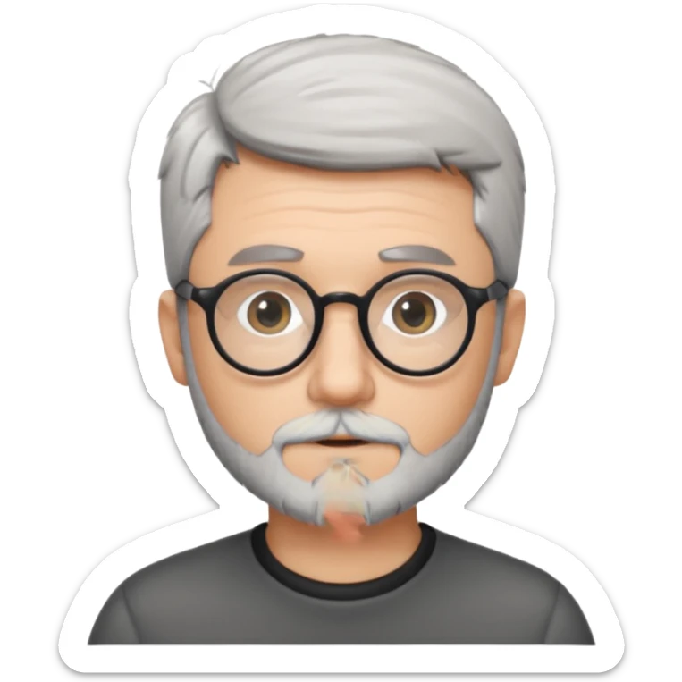 homme blanc cheveux gris court lunettes rondes noir et petite barbe  sticker