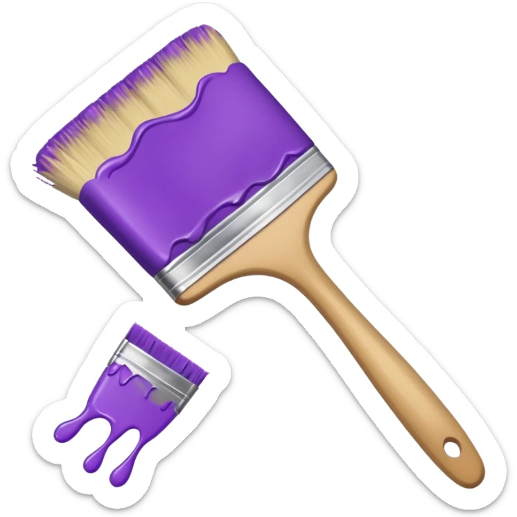 Paint brush with purple paint in the end of the brush  sticker